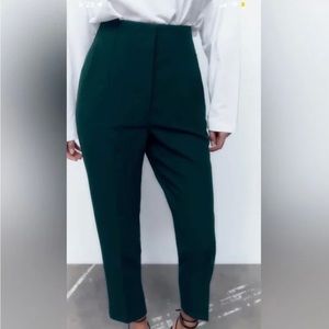 Zara Forest Green High Waisted Trousers (Size L)